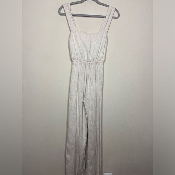 Reformation Trace Oatmeal Linen Cream Tan Jumpsuit Size 0 - Picture 8 of 11